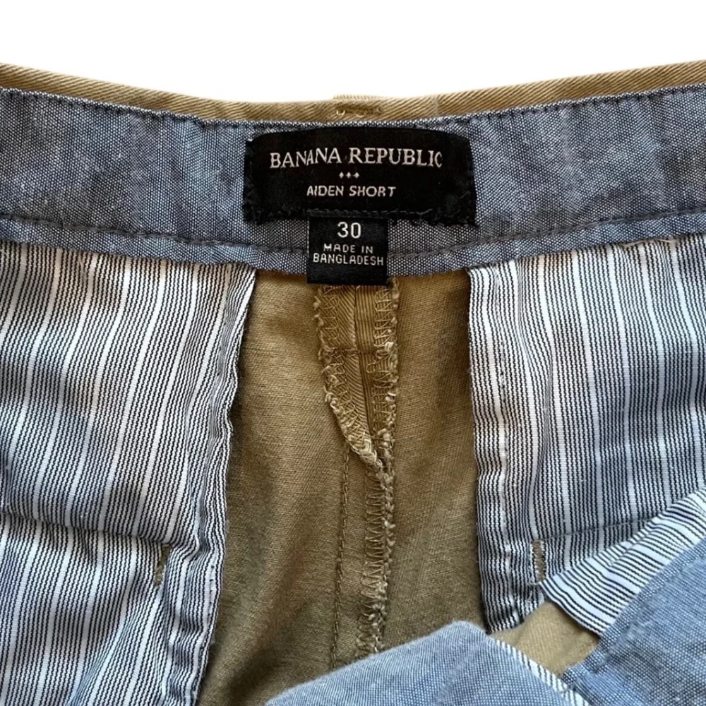 Banana Republic Aiden Short Mens 30 Khaki Tan Flat‎ Front Cotton Twill Chino 9